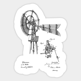 Windmill Vintage Patent Hand Drawing Sticker